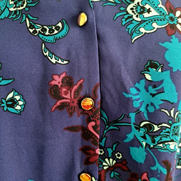 Dana Buchman Button Up Paisley Print Top - Picture 5 of 8